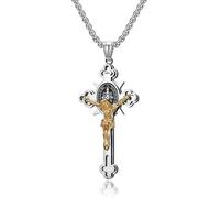 ZIAFRPN Vintage Christ Jesus Kreuz Anhänger Halskette Männer Religiöse Jesus Halsketten Gebet Taufe Schmuck Glückwunsch Geschenke