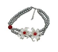 ZIAFRPN Weiße Blume Acryl Perlen Halskette Schmuck Accessoire