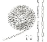 Ziamzra Edelstahlkette Meterware 5M Φ1,5mm Stahlkette Edelstahl Verlängerungskette Rundstahlkette V4A Kette mit Karabiner für Hundekette Hängesessel Schatten Segel Trocknen Schwenkkette Ankerkette