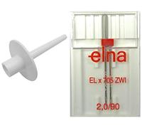 ZickZackNaehmaschine Elna Universal Zwillingsnadel NM 2,0/90 + Zweiter Garnstift Garnrollenhalter zum Aufstecken auf den Spuler