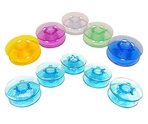 ZickZackNaehmaschine Z.Z.N. Blaue & Farbige Bunte Transparente Kunststoff Spulen Sortiment für Gritzner Nähmaschinen 10 St.