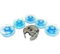 ZickZackNaehmaschine Z.Z.N. Spulenkapsel + 5 Blaue Kunststoff Spulen für Gritzner Nähmaschinen