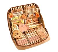 ZIDDAR Schreibwaren für Schüler und Schule, mit großem Federmäppchen, Radiergummi, Lineal, Clip, Schlüsselanhänger, Haftnotizen, Aufkleber, niedliche Tiermotive, Schreibwaren-Kollektion, 21 Stück