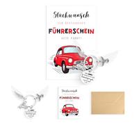 Zidoley Führerschein Bestanden Geschenk, Schlüsselanhänger Schutzengel Fahr Vorsichtig für Autofahrer mit Fahr Nie Schneller Als Dein Fliegen Kann, Grußkarte + Umschlag, Glücksbringer Auto Geschenke