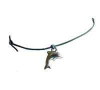 Ziegen Lederband Fußkettchen Delfin Delphin Charm größenverstellbar Farbwahl Farbe gelb