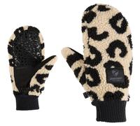 Fäustlinge ZIENER "ISHERPA-Z DAMEN", Damen, Gr. S, beige (leo), Materialmix, Handschuhe Fäustlinge, Warm, Teddyfleece, Strickbündchen (67841033-S) leo