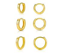 Zierliche eckige Creolen Gold, Ohrringe Gold, Creolen Ohrringe 925 Sterling Silber, Minimalistische Ohrringe, Kleine Reifen (Pair - 11 mm)