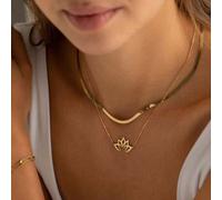 Zierliche Lotus Blumen Halskette, spirituelle Halskette für Frauen 18K Gold Lotus Anhänger, buddhistisches Halskette Schutz Halskette, Chakra Halskett