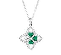 Zierliche vierblättrige Kleeblatt-Halskette für Frauen - Kreuz Stern Irischer Kleeblatt-Anhänger mit grünen Zirkonia-Kristallen, verstellbare 45 + 5 cm Edelstahlkette, Glücksbringer-Choker
