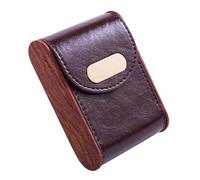 Zigarettenetui aus Leder aus Edelstahl - Zigarettentaschenhalter in normaler Größe, einhändig bedienbares Zigarettenetui for Männer und Frauen (Color : Red-brown)