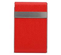 Zigarettenetui aus Leder, Zigarettenschachtel aus Edelstahl, Normale Größe, Zigarettenhalter Für 20 Zigaretten, Zigarettenetui Mit Einhandbedienung Für Männer Und Frauen(Rote Farbe)