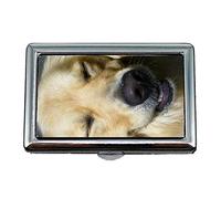 Zigarettenetui Box, Hund Golden Retriever Close-Up Gesicht Canine Cute, Visitenkartenetui Visitenkartenetui Edelstahl