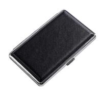 Zigarettenetui Damen Leder und Metall Klein fur 20 Long Zigaretten 14 Zigaretten Normaler GrößE Schwarz