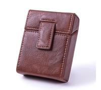 Zigarettenetui Leder mit Feuerzeugfach Zigarettenbox 20 Zigaretten Damen and Herren Schwarz/Braun Zigarettenhülle Braun