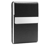 Zigarettenetui Metall Zigaretten Kasten PU Leder Magnetisierte Deckel Zigarettenschachtel Box für Männer Frauen Damen Super Slim Elegante Entwurf Schwarz