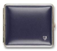 Zigarettenetui vom Hofe Metall Soft-Leder blau mit Nickelrand 18er