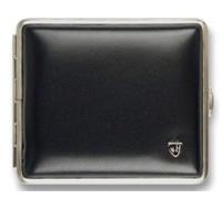 Zigarettenetui vom Hofe Metall Soft-Leder schwarz mit Nickelrand 18er