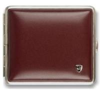 Zigarettenetui vom Hofe Metall Soft-Leder weinrot mit Nickelrand 18er