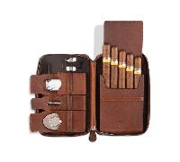 Zigarren-Etui aus Leder, cognac.