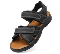 ziitop Herren Leder Sandalen Outdoor Trekkingsandalen Sommer Männer rutschfeste Leichte Trekkingschuhe Verstellbare Beach Sandalen