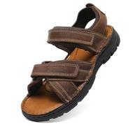 ziitop Herren Leder Sandalen Outdoor Trekkingsandalen Sommer Männer rutschfeste Leichte Trekkingschuhe Verstellbare Beach Sandalen