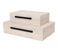 ZIKOUL Große moderne dekorative Box aus Shagreen-Leder, dekorative Aufbewahrungsboxen mit Deckel, für Heimdekoration, stapelbar, Schmuckkästchen, Organizer