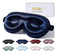 ZIMASILK 3D-geformte Augenmaske, verstellbar, 22 Momme, 100 % Maulbeerseide, super weich, atmungsaktiv, blockiert Licht, Marineblau