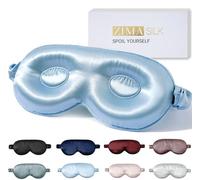 ZIMASILK Verstellbare 22 Momme 100% reine Maulbeerseide Schlafmaske, 3D konturierte Cup-Augenmaske zum Schlafen, superweiche, atmungsaktive Augenbinde, blockiert Licht zum Schlafen, Himmelblau