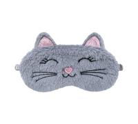 Zimoer 1 Stück kuschelige 3D Schlafmaske, süße graue Katze Design, super weich & atmungsaktiv, perfekt für Reisen, Nickerchen & zu Hause - ideale Schlafhilfe für Kinder, Mädchen, Jungen & Erwachsene