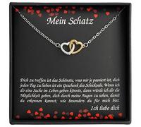 ZINELLO DESIGN - Personalisierte Halskette für Frauen mit einem Anhänger in Form von ineinander verschlungenen Herzen, die eine Liebesbotschaft für Ihren Schatz, Ihre Frau oder Ihren Partner enthalten