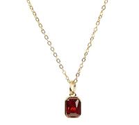 Zinello Design TILOVE - Damen Halskette mit rotem Granat Anhänger - 18K vergoldete Goldkette 42+5cm - Edler Schmuck mit Edelstein - Geschenkidee mit Box & Karte - Elegante Granatkette für Frauen