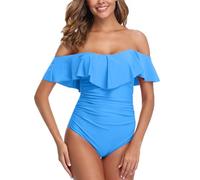 ZINPRETTY Damen Monokini Badeanzug, Hellblauer Einteiler, Large