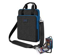ZINZ Laptop Schultertasche 12,3-13 Zoll Hülle, Erweiterbare Handtasche mit Wertsachenfach, Kompatibel mit MacBook Neo/Air/Pro 13", iPad 12,9"/13"/11", Wasserabweisend & Stoßfest，Schwarz-blauer Rand