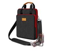 ZINZ Laptop Schultertasche 12,3-13 Zoll Hülle, Erweiterbare Handtasche mit Wertsachenfach, Kompatibel mit MacBook Neo/Air/Pro 13", iPad 12,9"/13"/11", Wasserabweisend & Stoßfest，Schwarz-Wein-Rand