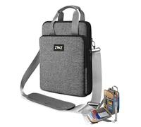 ZINZ Laptop Schultertasche 12,3-13 Zoll Hülle, Erweiterbare Handtasche mit Wertsachenfach, Kompatibel mit MacBook Neo/Air/Pro 13", iPad 12,9"/13"/11", Wasserabweisend & Stoßfest，Grau-schwarzer Rand