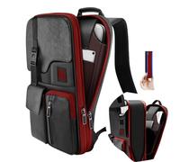 ZINZ Schlanker & Erweiterbarer Laptop Rucksack 15,6 Zoll Business Rucksack, Anti Diebstahl Reisen Rucksack für Wasserdichte Notebook Tagesrucksack Schulrucksack Herren Damen,Schwarz Rot