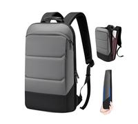 ZINZ Schlanker & Erweiterbarer Laptop Rucksack 17 Zoll Anti Diebstahl Business Reise Rucksack mit USB, Wasserfester Notebook Tagesrucksack Schulrucksack mit Großer Kapazität - Grau&Schwarzer Rand US