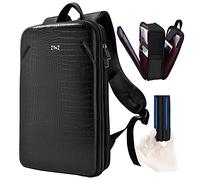 ZINZ Schlanker Laptop Rucksack 15,6 Zoll mit Variabler Kapazität, Diebstahlsicherer Business Tagesrucksack Wasserabweisende Reise Lederhülle Büchertasche,B02K01