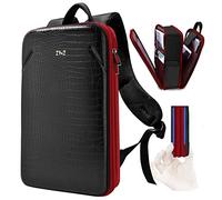 ZINZ Schlanker Laptop Rucksack 15,6 Zoll mit Variabler Kapazität, Diebstahlsicherer Business Tagesrucksack Wasserabweisende Reise Lederhülle Büchertasche,B02RD01