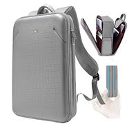 ZINZ Schlanker Laptop Rucksack 15,6 Zoll mit Variabler Kapazität, Diebstahlsicherer Business Tagesrucksack Wasserabweisende Reise Lederhülle Büchertasche,G02Y01