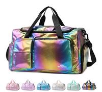 ZIOSINM Sporttasche Damen mit Schuhfach und Nassfach, Reisetasche Damen Glitzer Gym Bag saunatasche Reisetaschen Mädchen für Training, Reise & Wochenendtrips (Regenbogen)