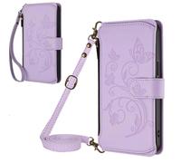 Zip Card Slots Hülle für Blackview Oscal Flat 1C Geldtasche Women's Small Leather Purse Bifold Wallet Handbag with Zip for Women Girls Folio Cover Brieftasche Geldbörse Oscal Flat 1C,Violett