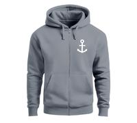 Zip-Hoodie Herren Sweatjacke mit Kapuze Anker Logo Print Männer Fashion Streetstyle - Anker convoy grey L