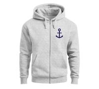 Zip-Hoodie Herren Sweatjacke mit Kapuze Anker Logo Print Männer Fashion Streetstyle - Anker grau-melange XS