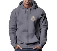 Zip Hoodie Herren Sweatjacke mit Kapuze Logo Wikinger nordische Mythologie Valknut Wotansknoten Valhalla - Valhalla convoy grey S