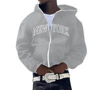 Zip Hoodies Herren New York y2k Kapuzenpullover Oversized Sweatjacke Streetwear Langarm Kapuzenjacke Leicht Sport Sweatshirt Outwear Herbst Winter Outwear Freizeitjacke