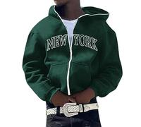 Zip Hoodies Herren New York y2k Kapuzenpullover Oversized Sweatjacke Streetwear Langarm Kapuzenjacke Leicht Sport Sweatshirt Outwear Herbst Winter Outwear Freizeitjacke