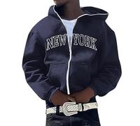 Zip Hoodies Herren New York y2k Kapuzenpullover Oversized Sweatjacke Streetwear Langarm Kapuzenjacke Leicht Sport Sweatshirt Outwear Herbst Winter Outwear Freizeitjacke