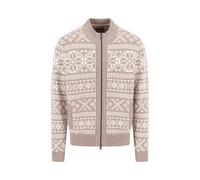 Zip Stand-Up Cardigan, Big Jacquard Grau XXL