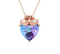 ZIPPICE Kristall Herz Kette für Damen Swan Halskette 925 Sterling Silber Schwäne Kette Tier Anhänger Schmuck Geschenk für Frauen Mädchen